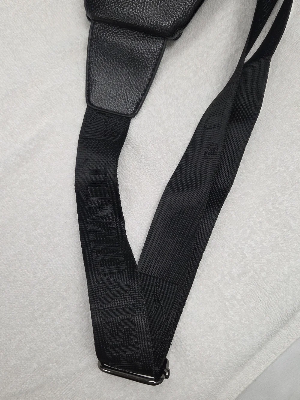 Black Leather Sling Bag for Men - Kangaroo Logo